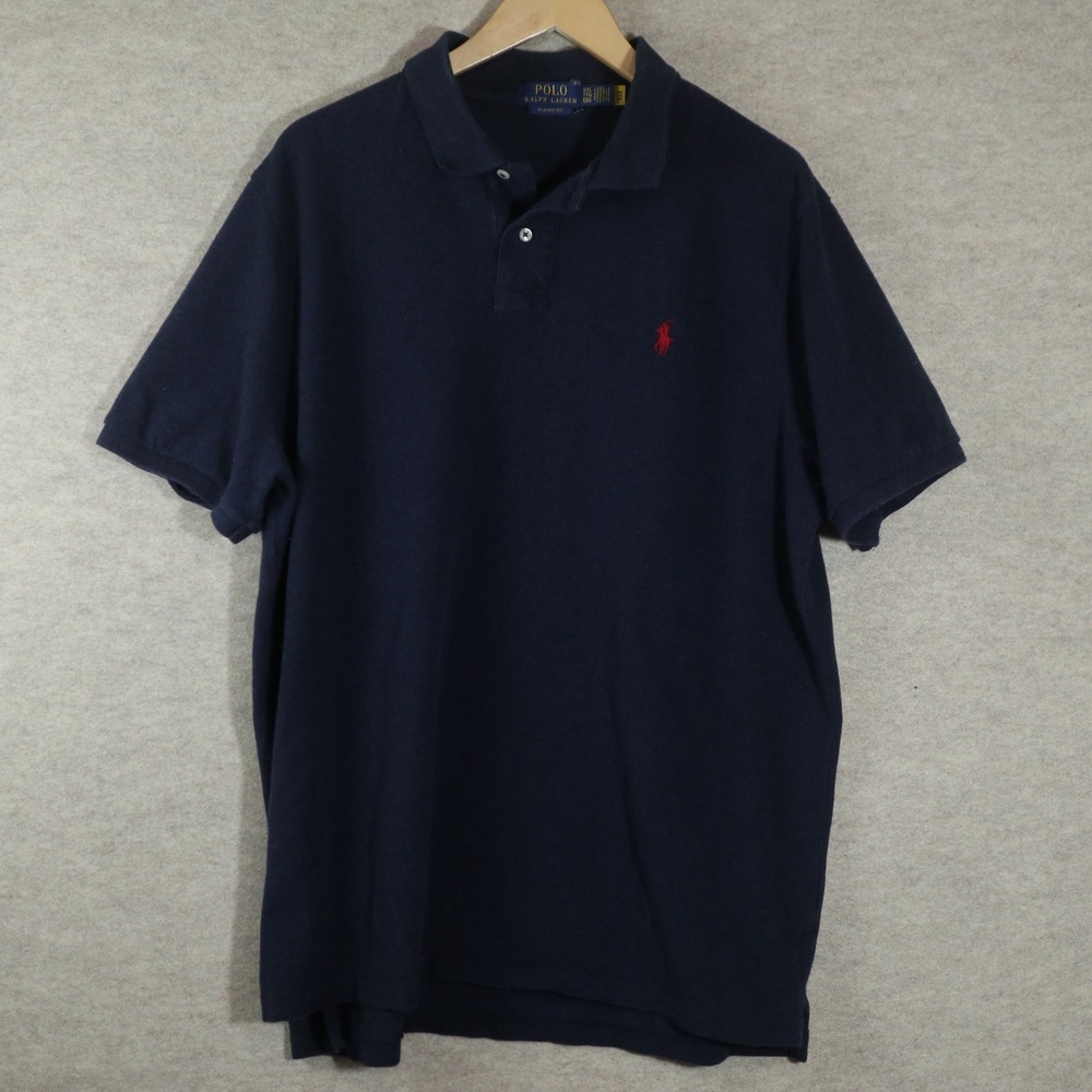 Polo Ralph Lauren Shirt XXL Classic Fit Y2K Red Pony Navy Blue
